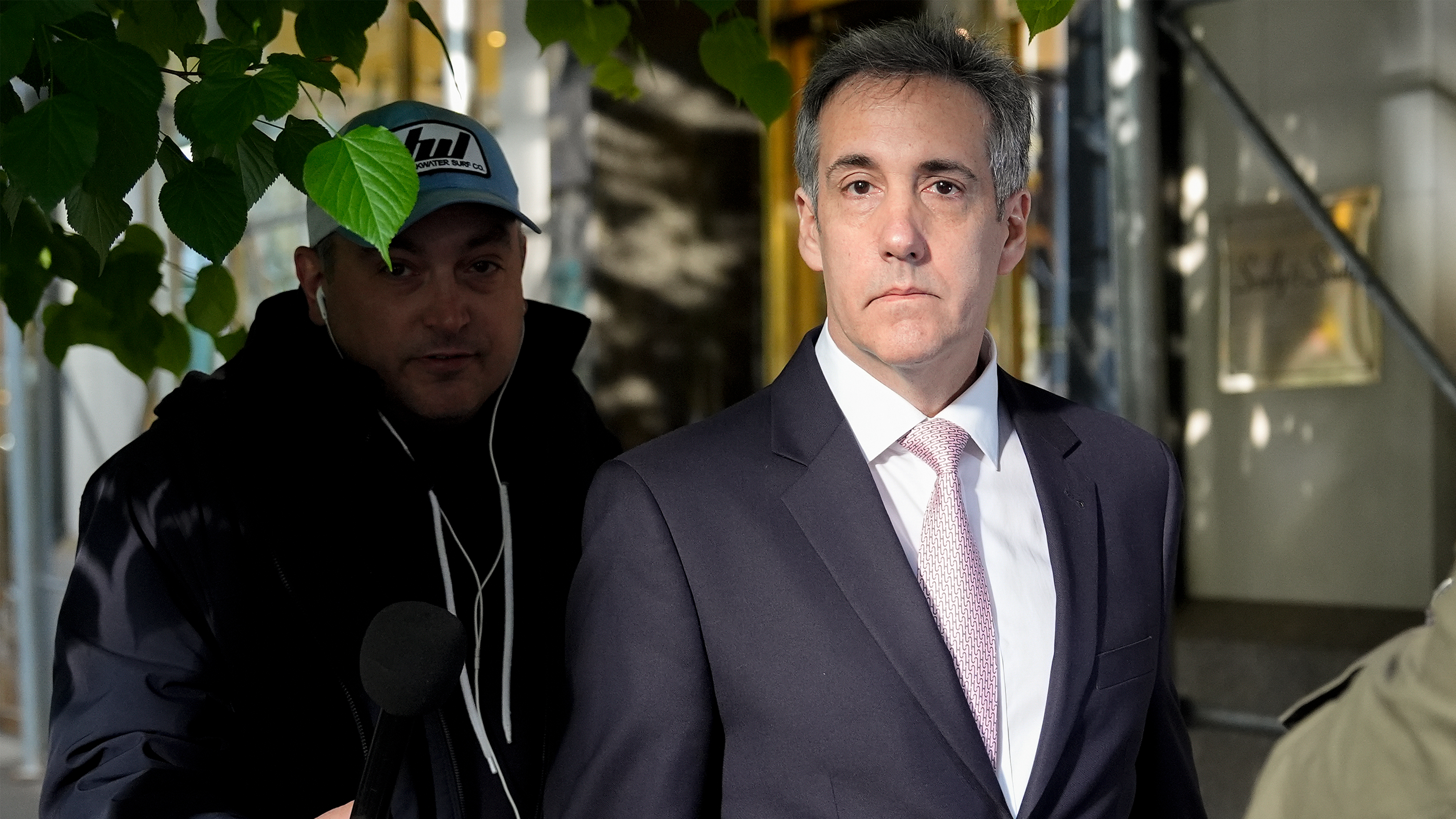Michael Cohen leaves his apartment building on his way to Manhattan criminal court, Monday, May 13, 2024, in New York.