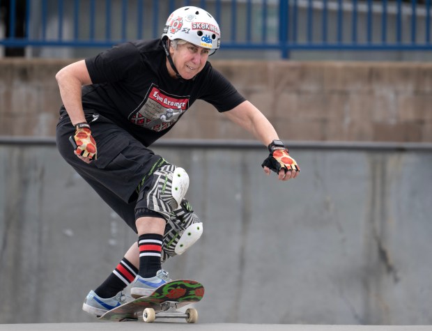 Professional skateboarder Lynn Kramer takes part in the 20th annual...