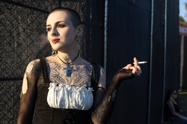 Bella Duprey of Vancouver smokes a cigarette during the Cruel...