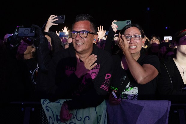 Fans of Duran Duran are emotional during their performance at...
