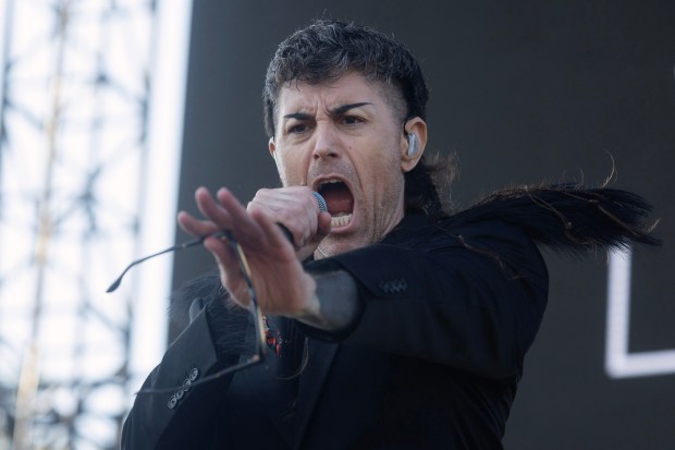 Davey Havok of Dreamcar performs during the Cruel World music...