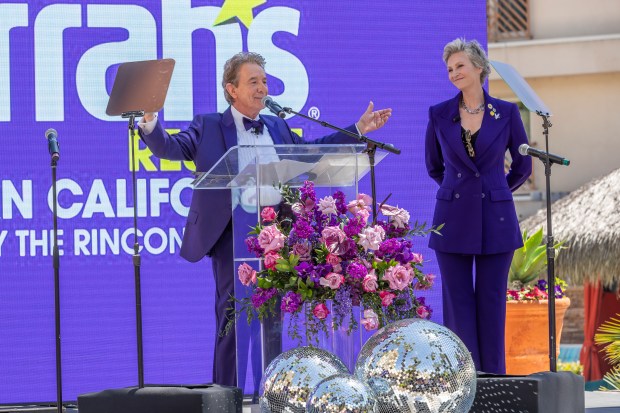 Actor and comedian Martin Short (L) joins actress and comedian...