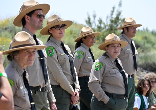 Park Rangers were among the dignitaries and their guests gathered...
