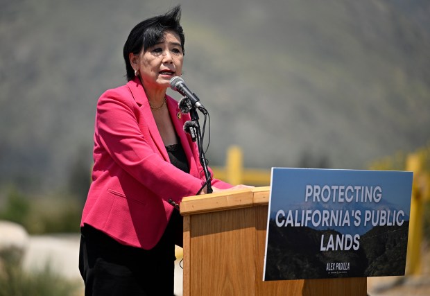 US Representative Judy Chu speaks. Dignitaries and their guests gathered...